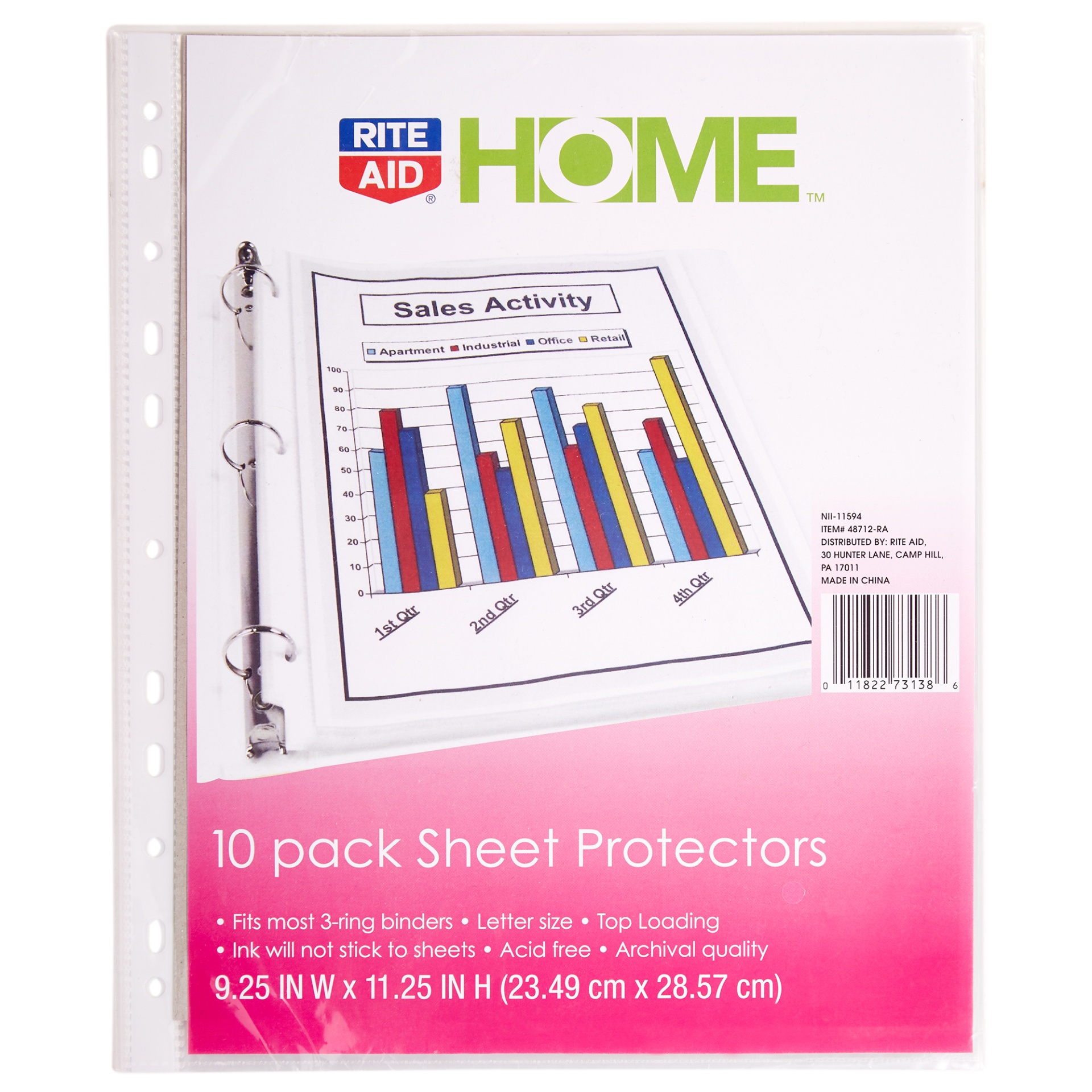 slide 1 of 2, Rite Aid Home Sheet Protector, 10 ct; 9.25 in x 11.25 in