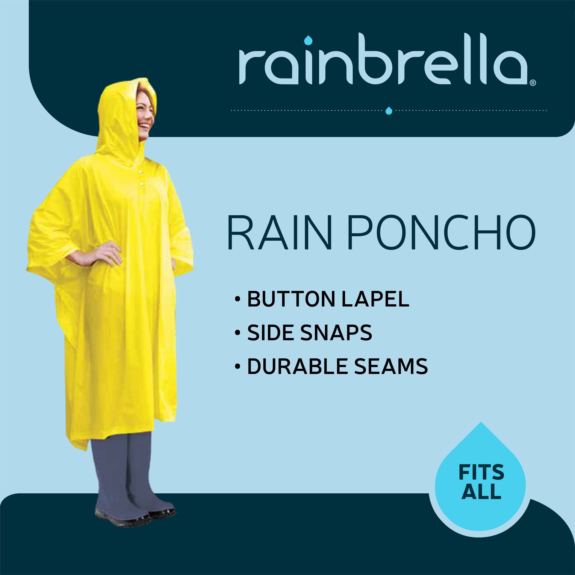slide 3 of 6, Rainbrella Rain Pancho- One Size, One Size