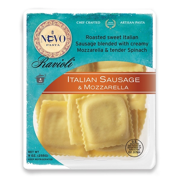 slide 1 of 1, Nuovo Italian Sausage Mozzarella Ravioli, 9 oz