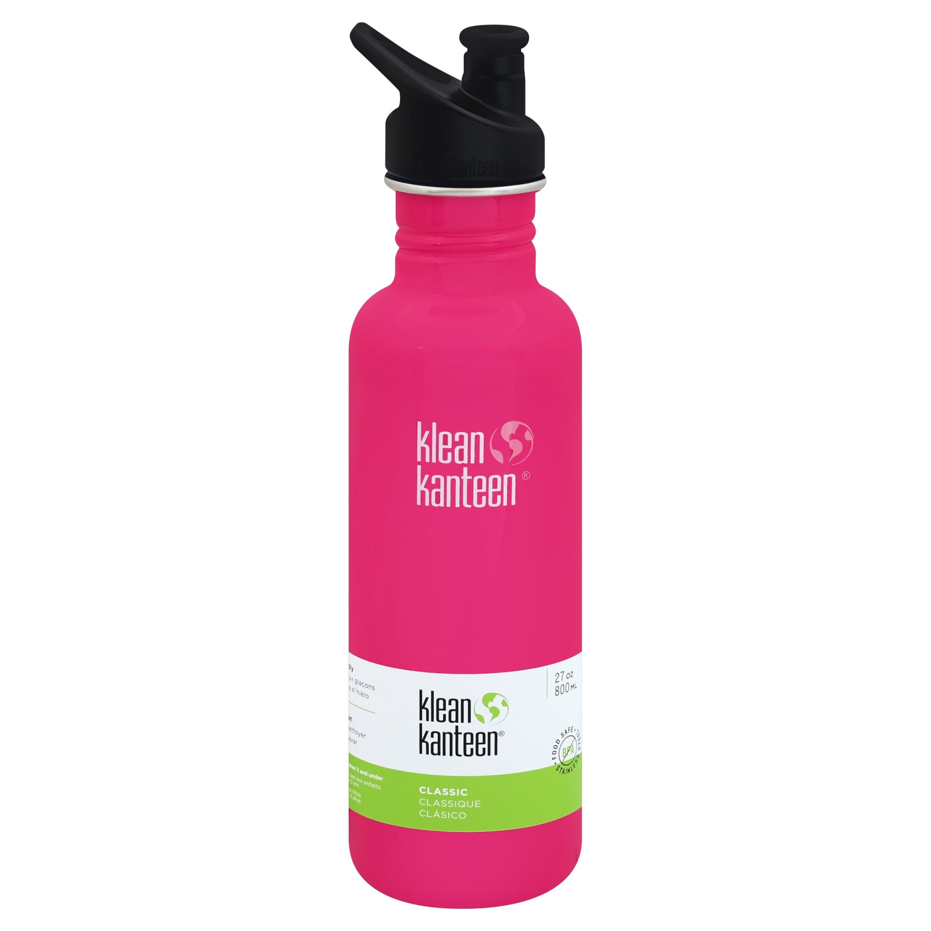 slide 1 of 2, Klean Kanteen Classic Bottle With Loop Cap Pink, 27 oz