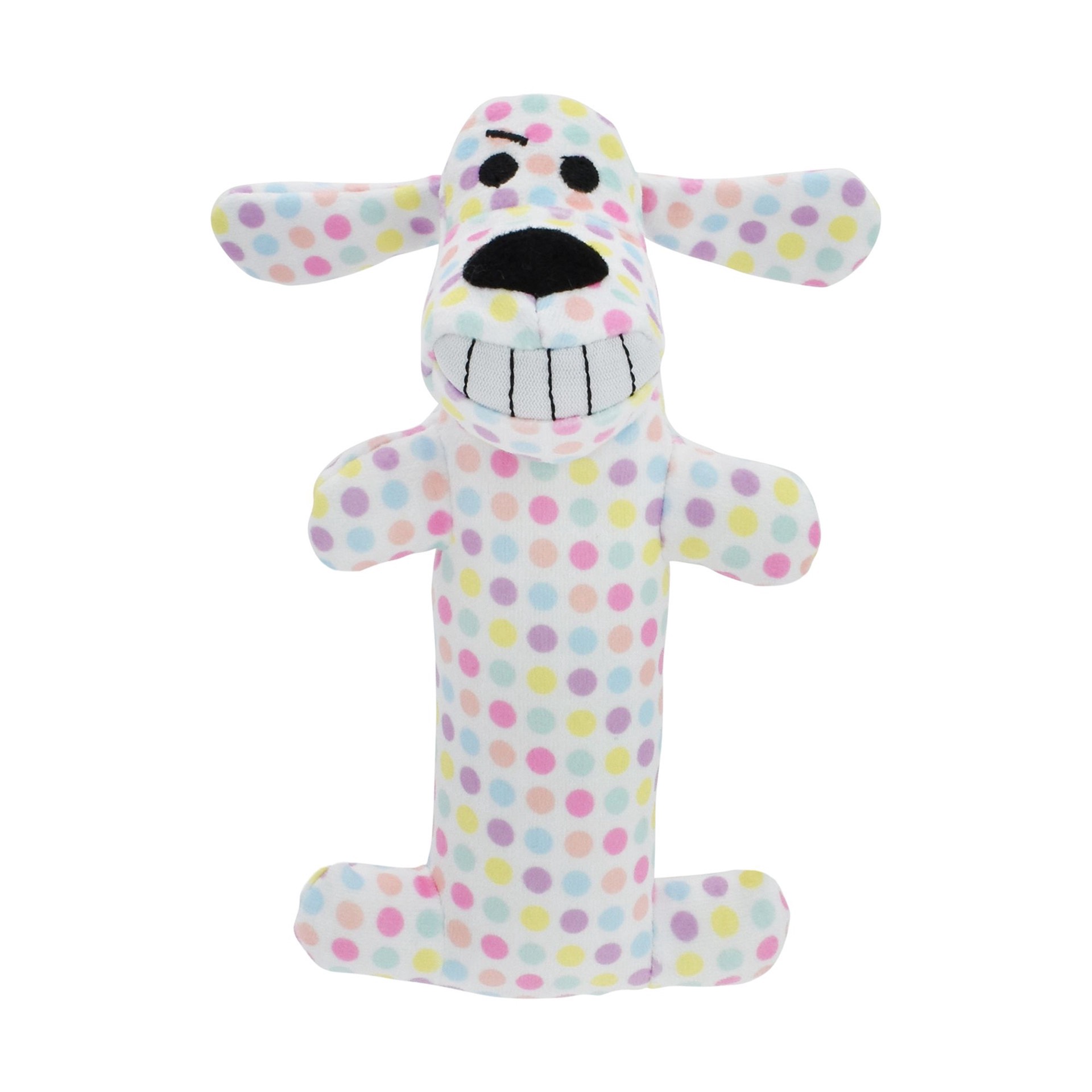 slide 1 of 1, Multipet Lamb Chop Spring Polka Dot Plush Dog Toy, 1 ct