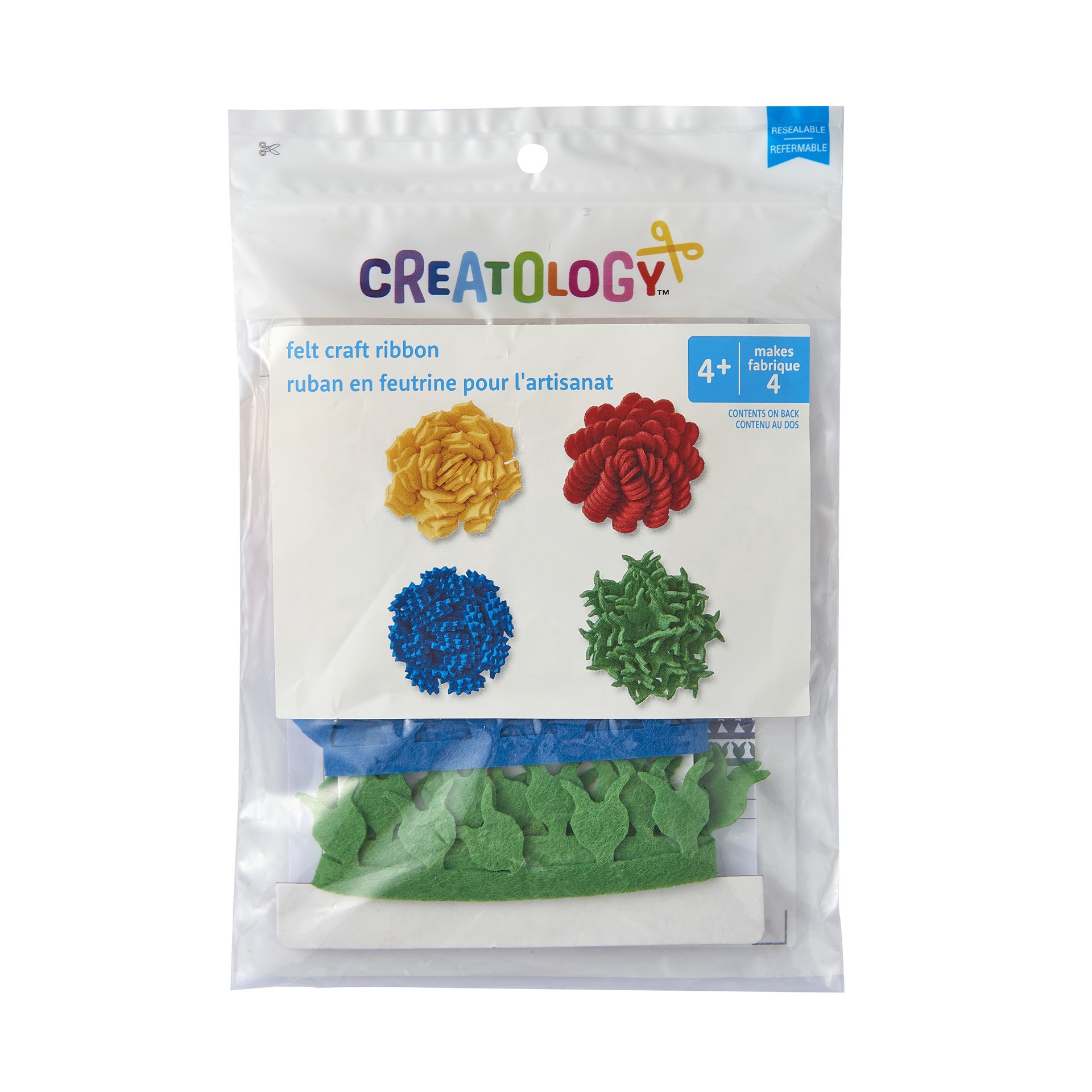 slide 2 of 4, Felt Ribbon Flower Craft Kit By Creatology, makes 4 flowers