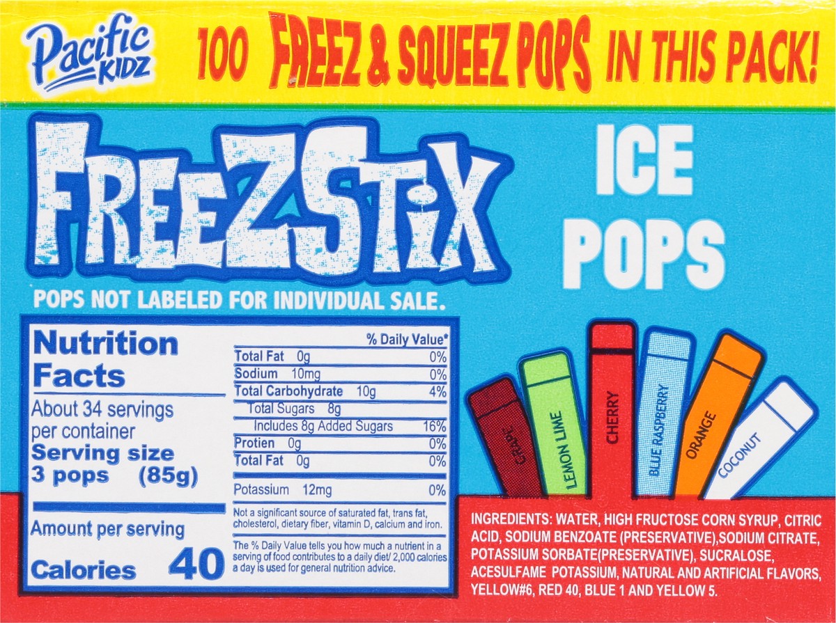slide 12 of 13, Pacific Kidz Freezstix Ice Pops 100 - 1 oz Pops, 100 ct