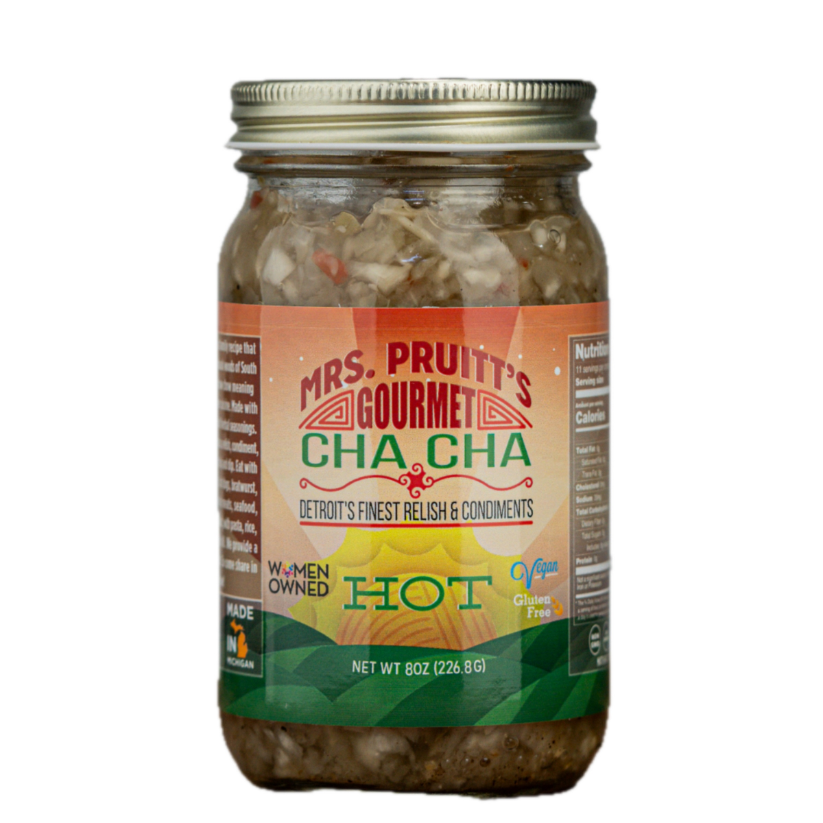 slide 1 of 1, Mrs. Pruitts Gourmet Cha Cha Hot 8 Oz., 8 oz