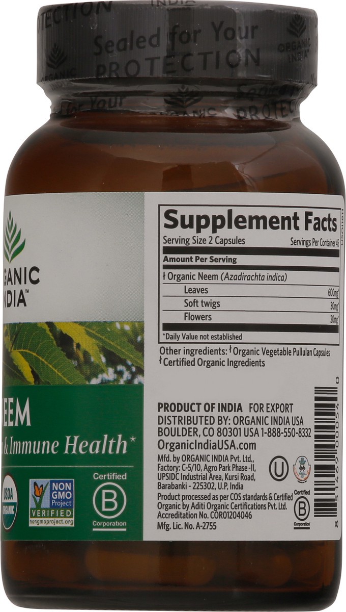 slide 4 of 12, Organic India Vegetarian Caps Neem 90 ea, 90 ct