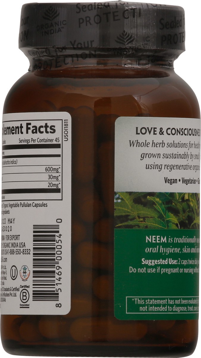 slide 9 of 12, Organic India Vegetarian Caps Neem 90 ea, 90 ct