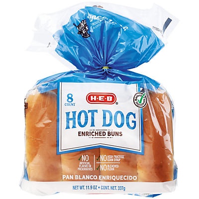 slide 1 of 1, H-E-B Bake Shop Enriched Hot Dog Buns, 8 ct