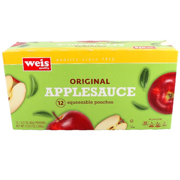 slide 1 of 1, Weis Quality Cinnamon 12 Count Applesauce Squeezable Pouches, 3.17 oz