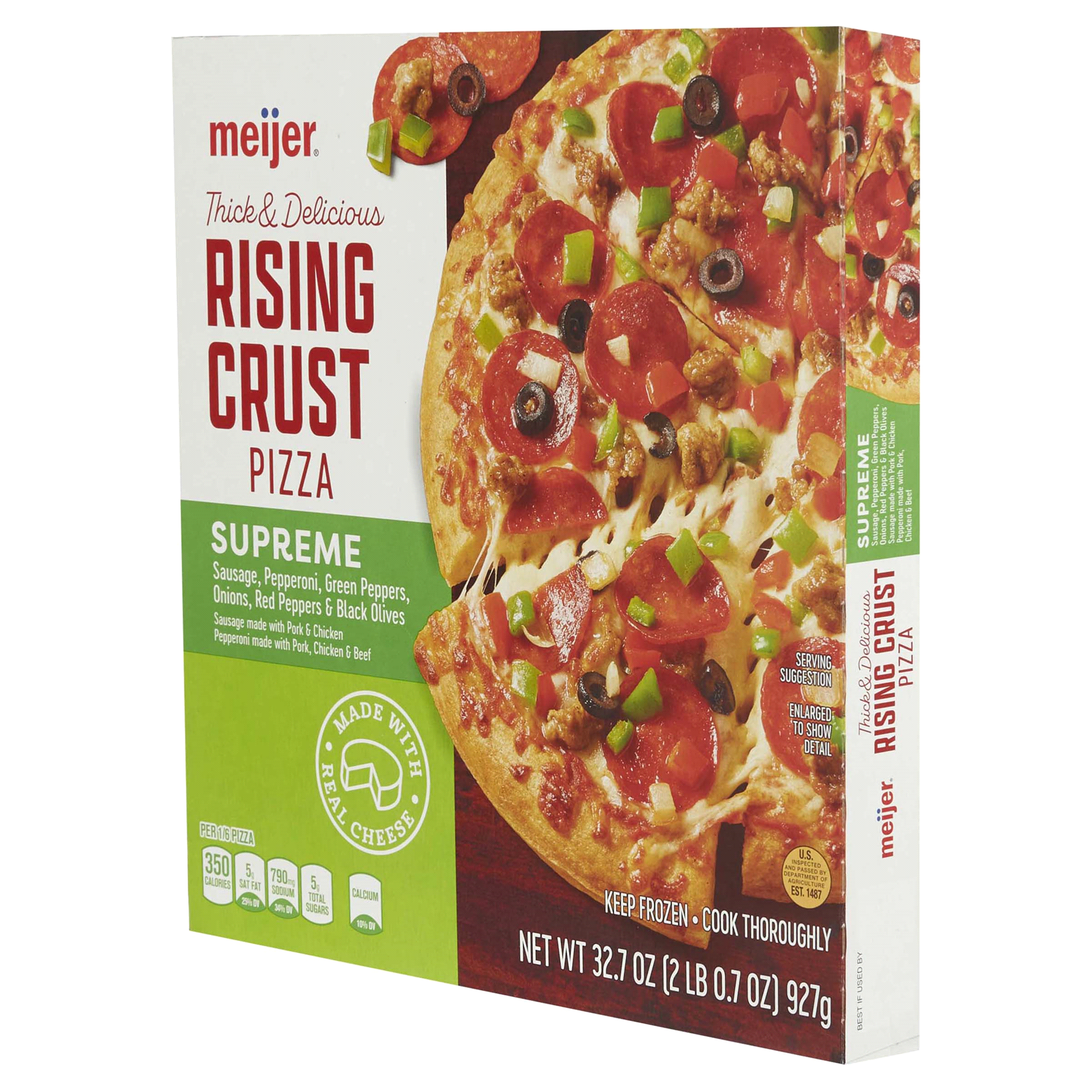 slide 9 of 29, Meijer Rising Crust Supreme Pizza, 32.7 oz