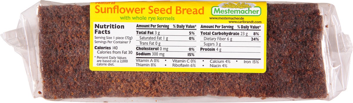 slide 4 of 9, Mestemacher Natural Sunflower Seed Bread 17.6 oz Pack, 17 oz