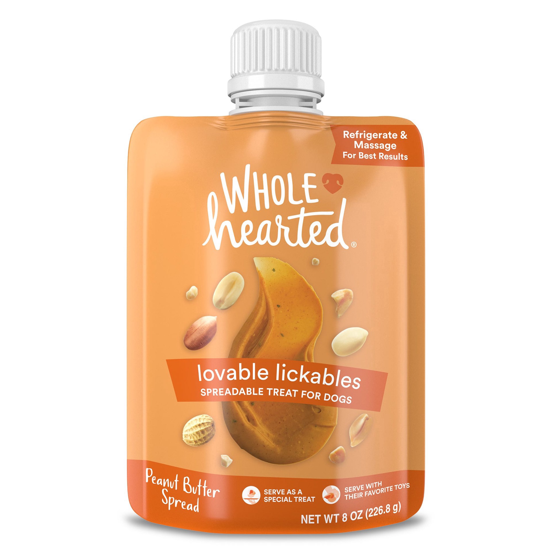 slide 1 of 1, WholeHearted Loveable Lickables Peanut Butter Dog Treats, 8 oz., 1 ct