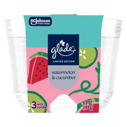 Glade 3-Wick Candle Jar, Watermelon & Cucumber, 6.8 oz