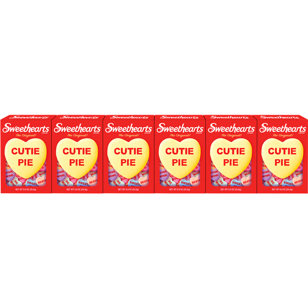 slide 1 of 1, Sweethearts Valentines Conversation Heart Shaped Candy Multi-Pack Boxes, 6 ct