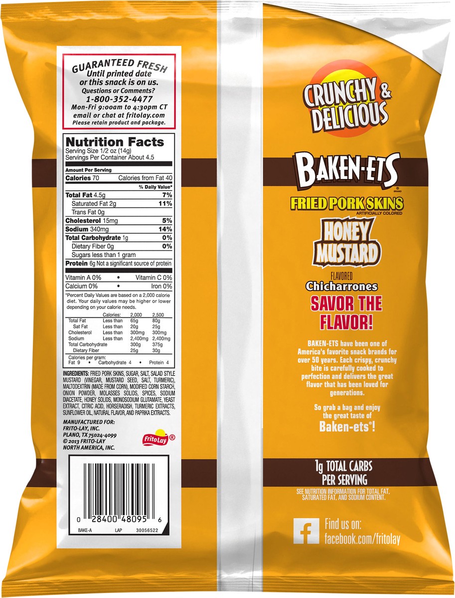 slide 2 of 6, Baken-ets Chicharrones Flavored Fried Pork Skins Honey Mustard 2.125 Oz, 2.12 oz