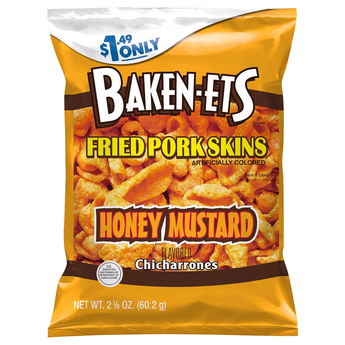 slide 3 of 6, Baken-ets Chicharrones Flavored Fried Pork Skins Honey Mustard 2.125 Oz, 2.12 oz