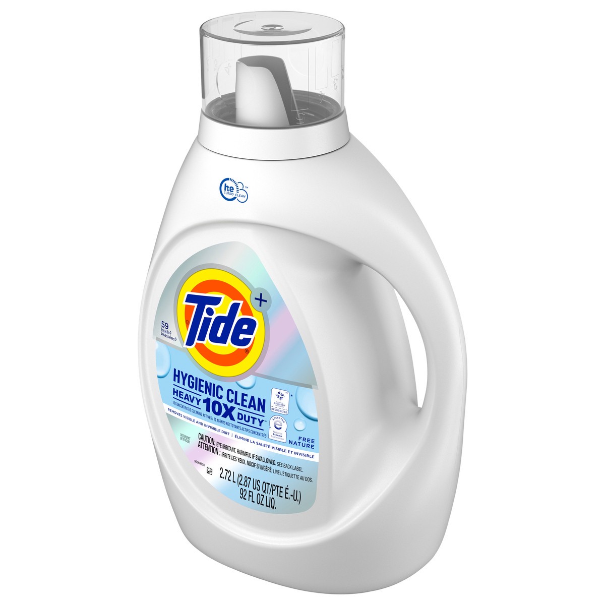 slide 5 of 8, Tide Hygienic Clean Heavy Duty 10x Free Liquid Laundry Detergent, Unscented, 59 loads, 92 fl oz, HE Compatible, 92 fl oz