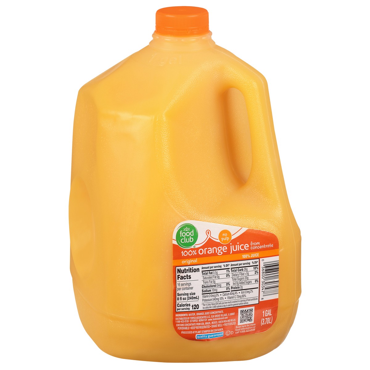 slide 2 of 9, Food Club No Pulp Original Orange 100% Juice 1 gal, 1 gal