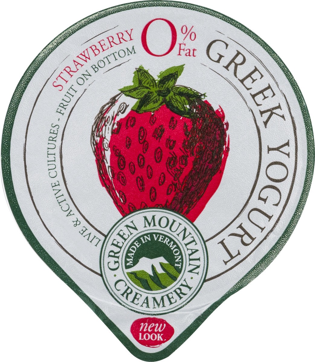 slide 5 of 9, Green Mountain Creamery Greek Fat Free Yogurt Strawberry, 5.29 oz