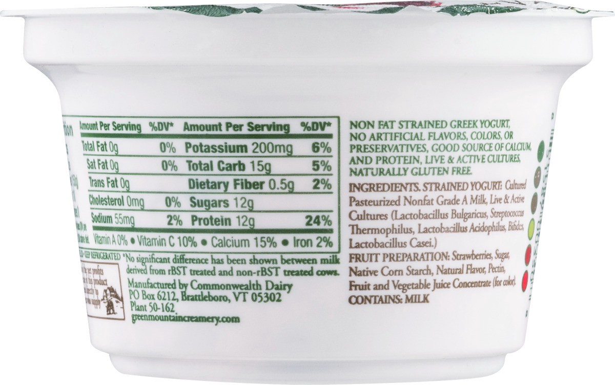 slide 9 of 9, Green Mountain Creamery Greek Fat Free Yogurt Strawberry, 5.29 oz