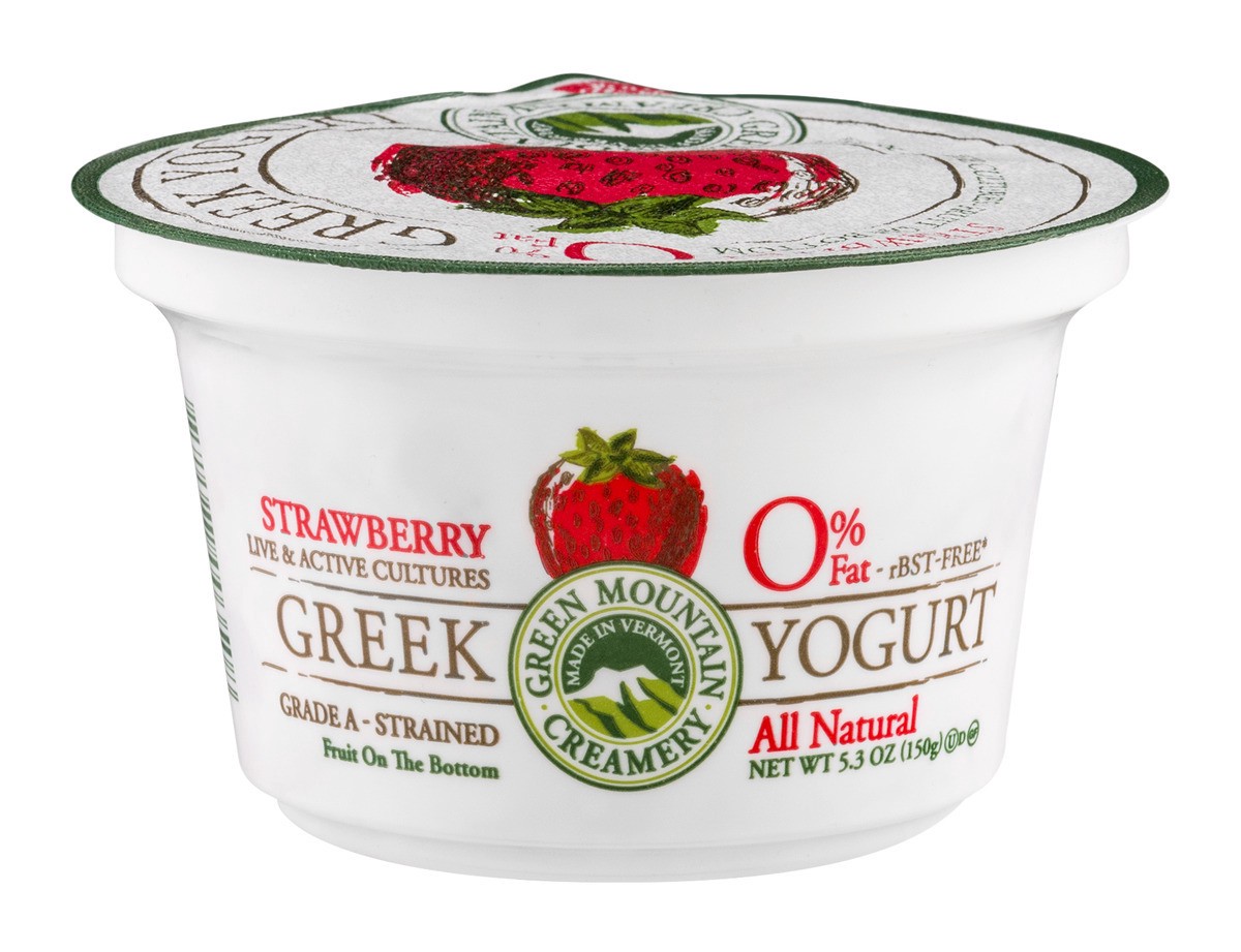 slide 1 of 9, Green Mountain Creamery Greek Fat Free Yogurt Strawberry, 5.29 oz