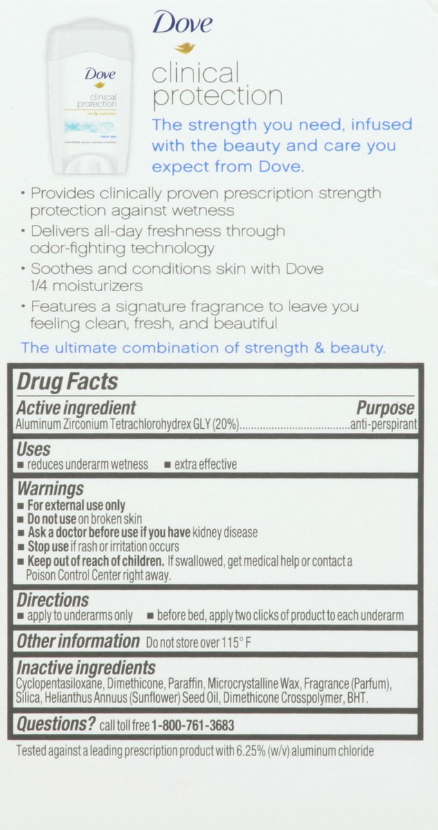 slide 9 of 9, Dove Clinical Protection Antiperspirant Deodorant Original Clean, 1.7 oz, 1.7 oz