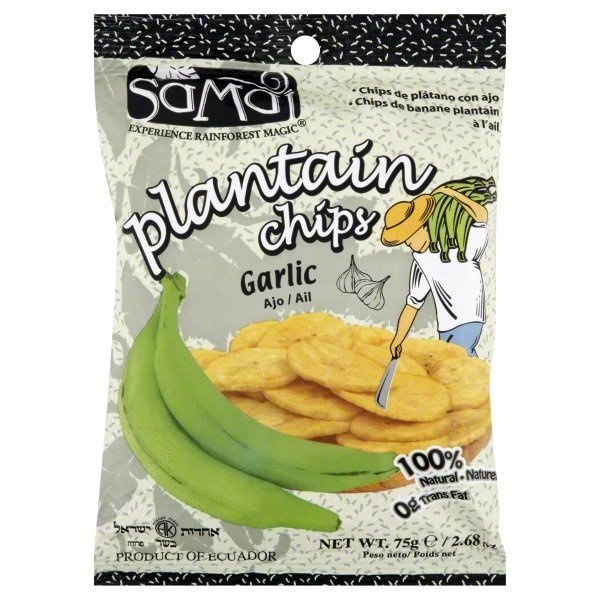 slide 1 of 1, Samai Plantai Chips Garlic, 2.68 oz