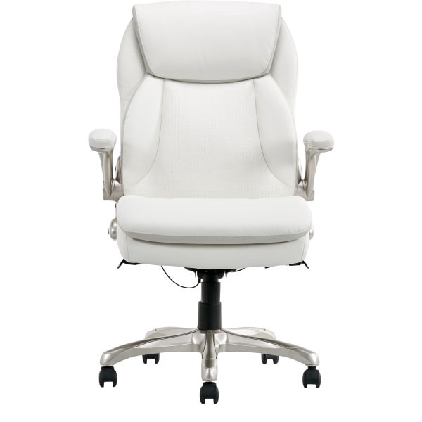 slide 6 of 10, Serta Smart Layers Brinkley Ergonomic Bonded Leather High-Back Manager Chair, White/Silver, 1 ct