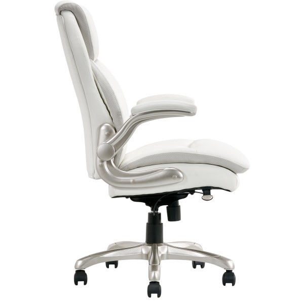 slide 4 of 10, Serta Smart Layers Brinkley Ergonomic Bonded Leather High-Back Manager Chair, White/Silver, 1 ct