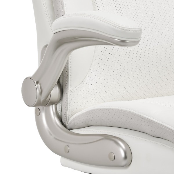 slide 7 of 10, Serta Smart Layers Brinkley Ergonomic Bonded Leather High-Back Manager Chair, White/Silver, 1 ct