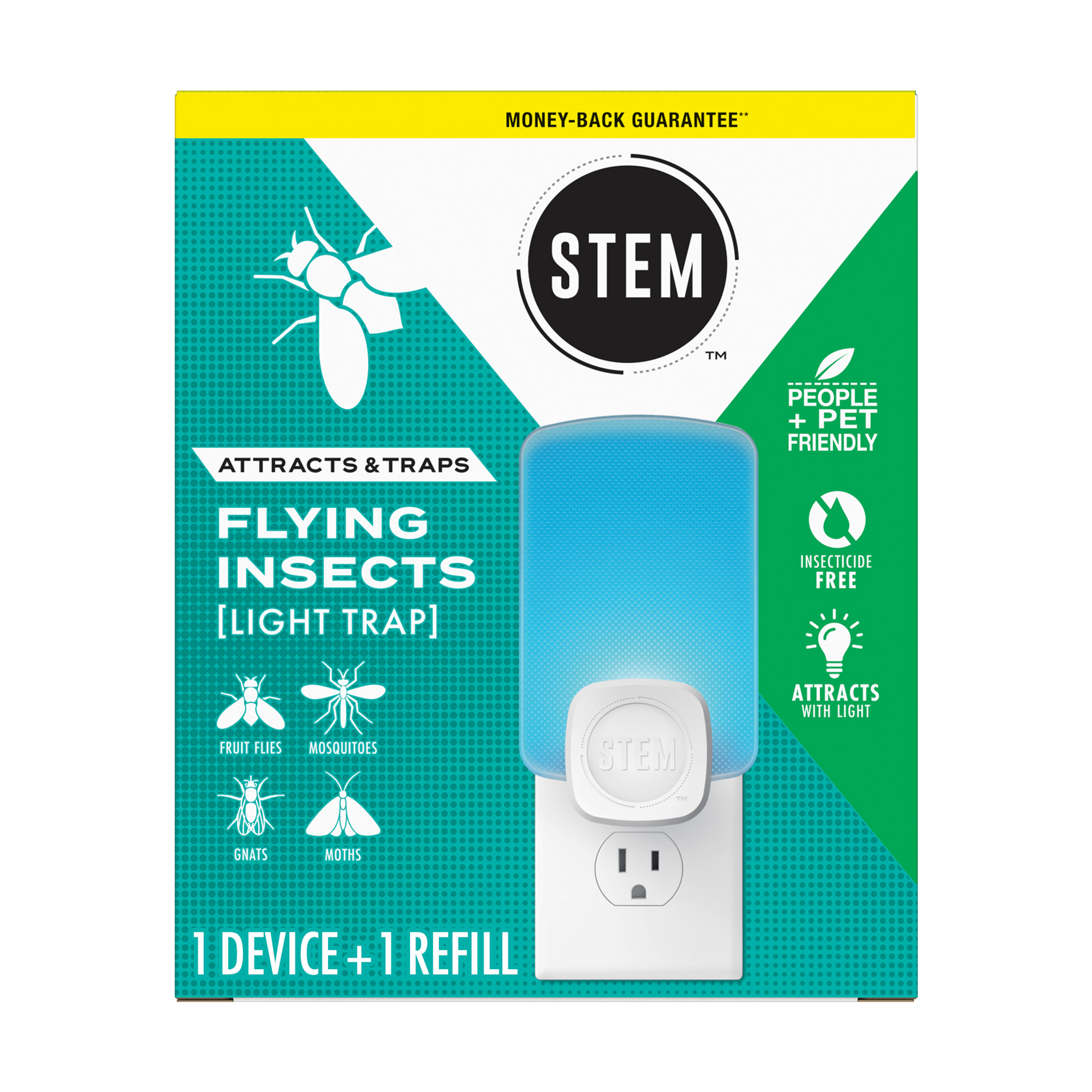 slide 5 of 5, STEM Light Trap, Attracts and Traps Flying Insects, Emits Soft Blue Light1 Light Trap & 2 Cartridges, 1 ct