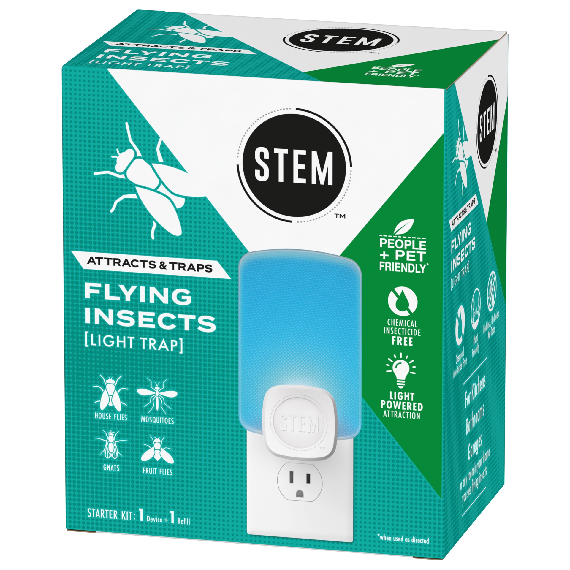 slide 4 of 5, STEM Light Trap, Attracts and Traps Flying Insects, Emits Soft Blue Light1 Light Trap & 2 Cartridges, 1 ct
