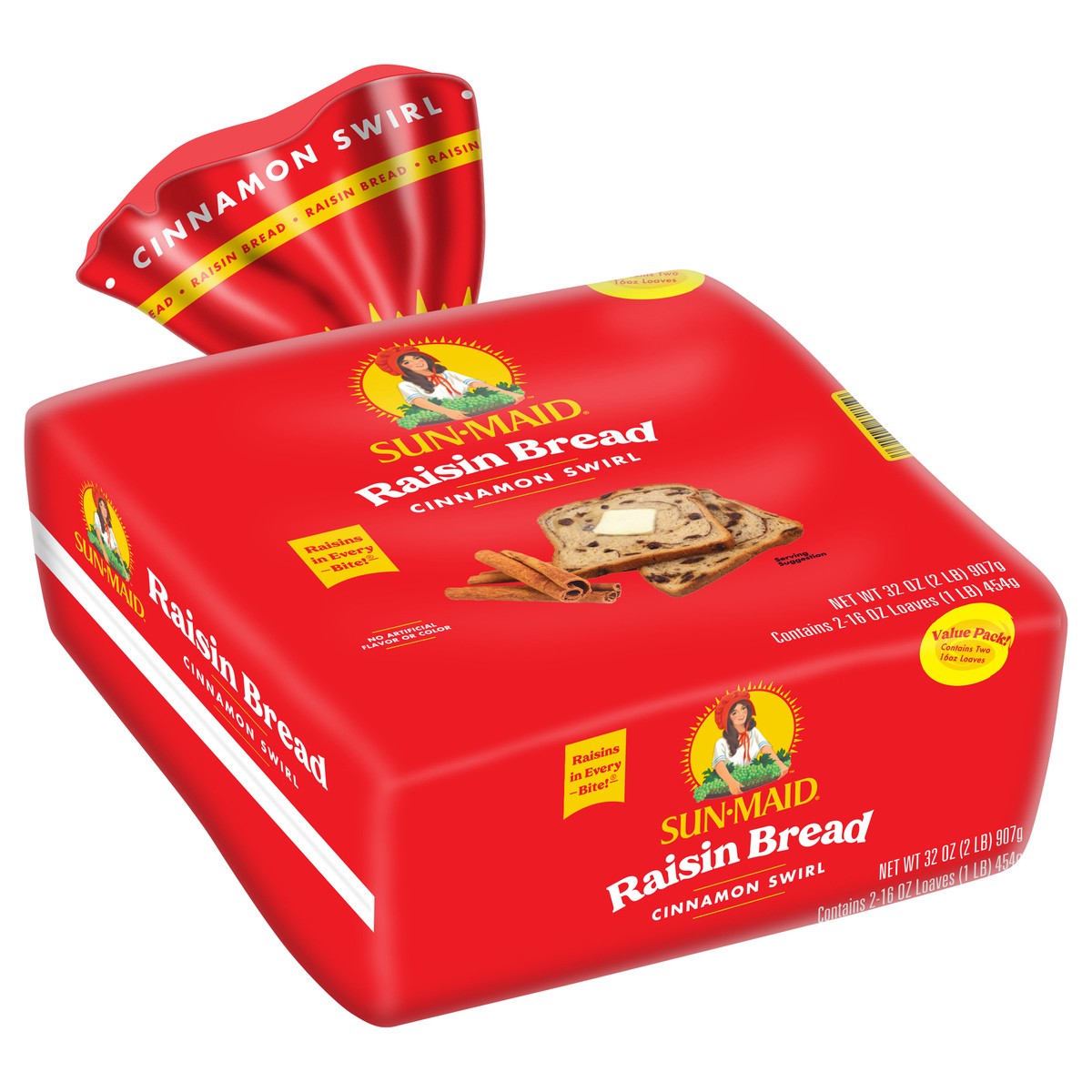 slide 8 of 13, Sun-Maid Cinnamon Swirl Raisin Bread, Cinnamon Raisin Bread, 2-16 oz Loaves, 2 ct