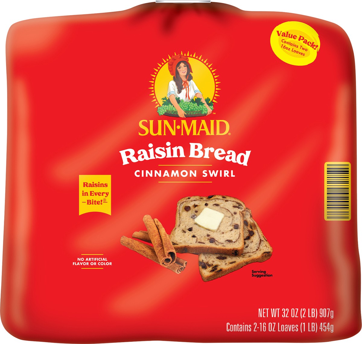 slide 12 of 13, Sun-Maid Cinnamon Swirl Raisin Bread, Cinnamon Raisin Bread, 2-16 oz Loaves, 2 ct