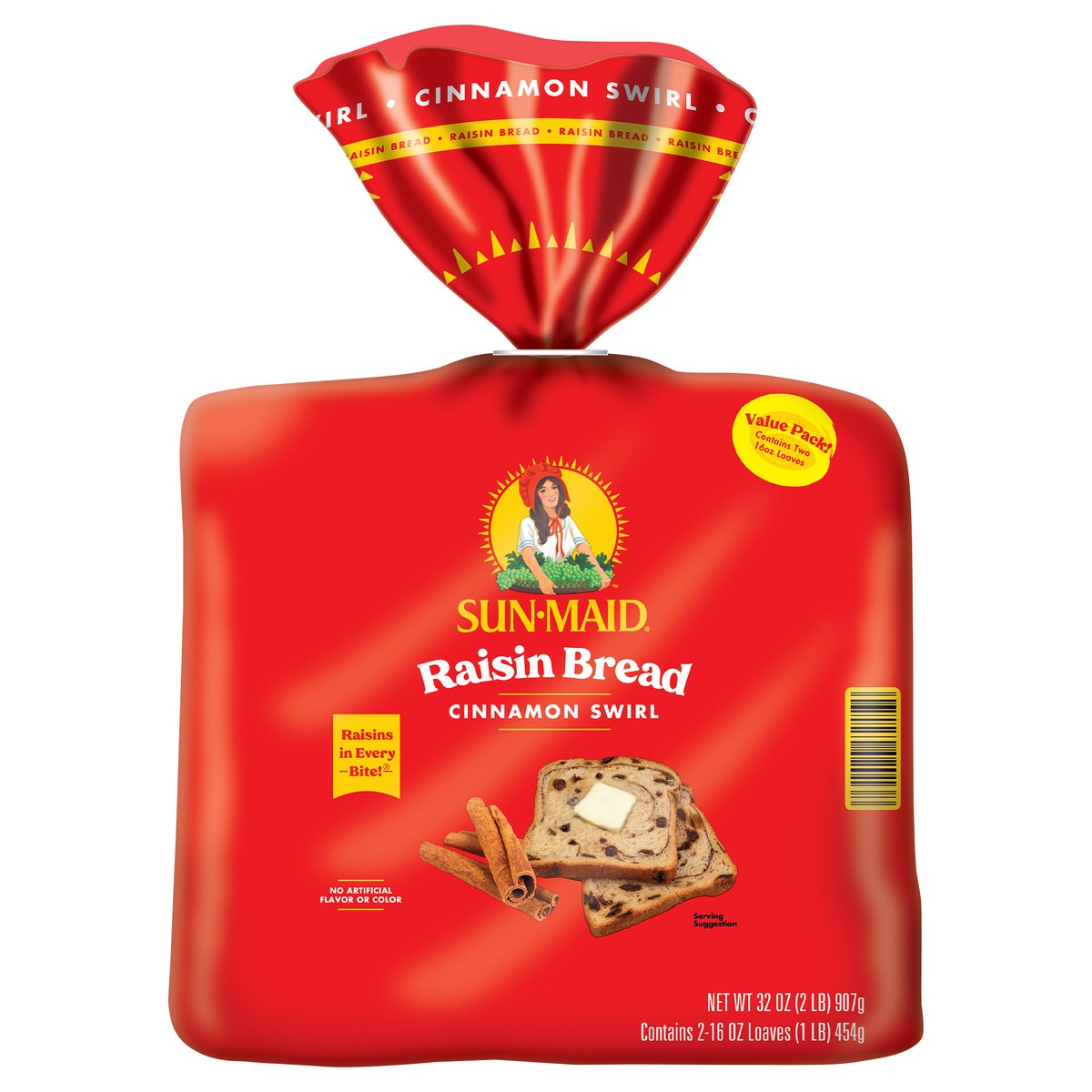 slide 1 of 13, Sun-Maid Cinnamon Swirl Raisin Bread, Cinnamon Raisin Bread, 2-16 oz Loaves, 2 ct