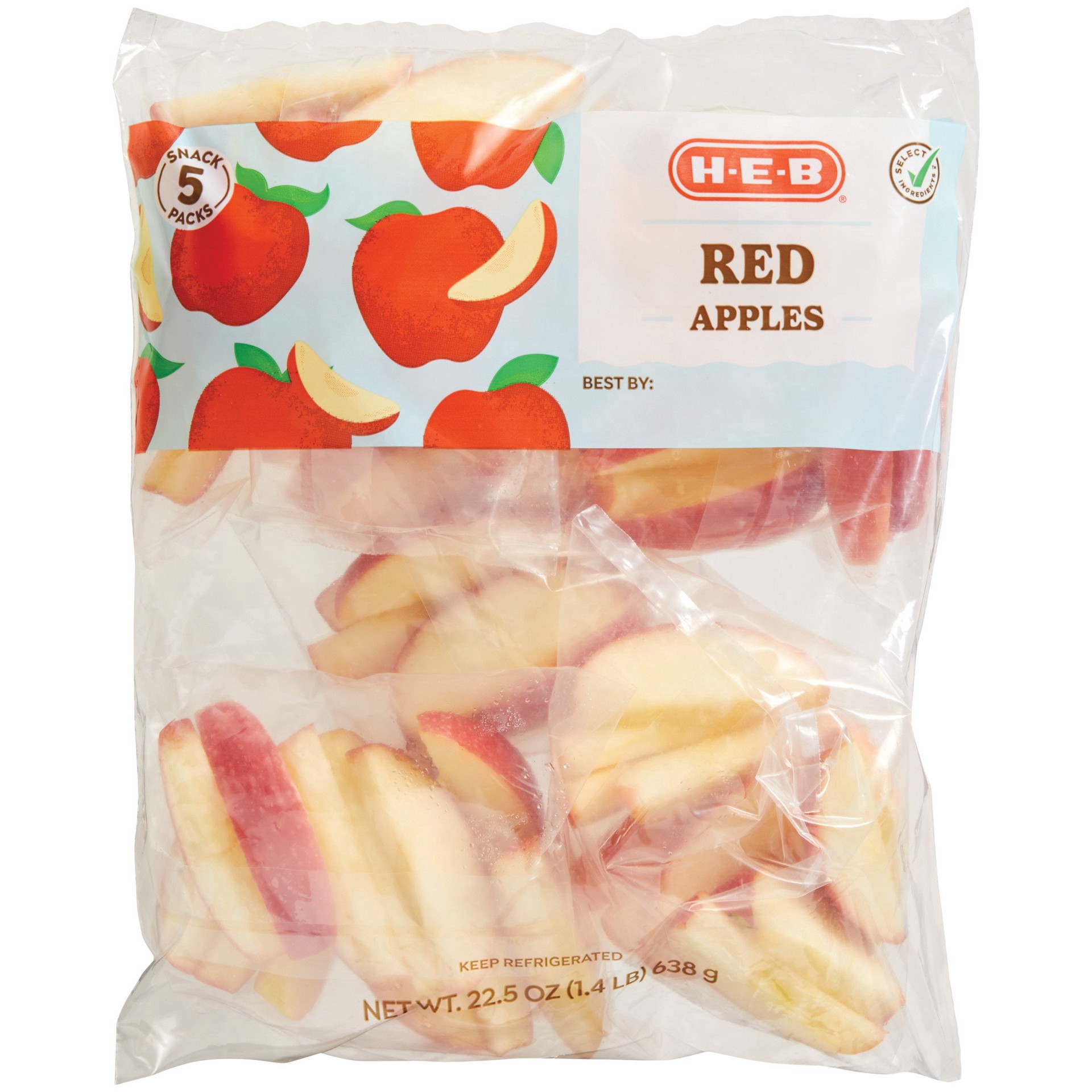 slide 1 of 1, H-E-B Ready, Fresh, Go! Sliced Red Apples, 5 ct