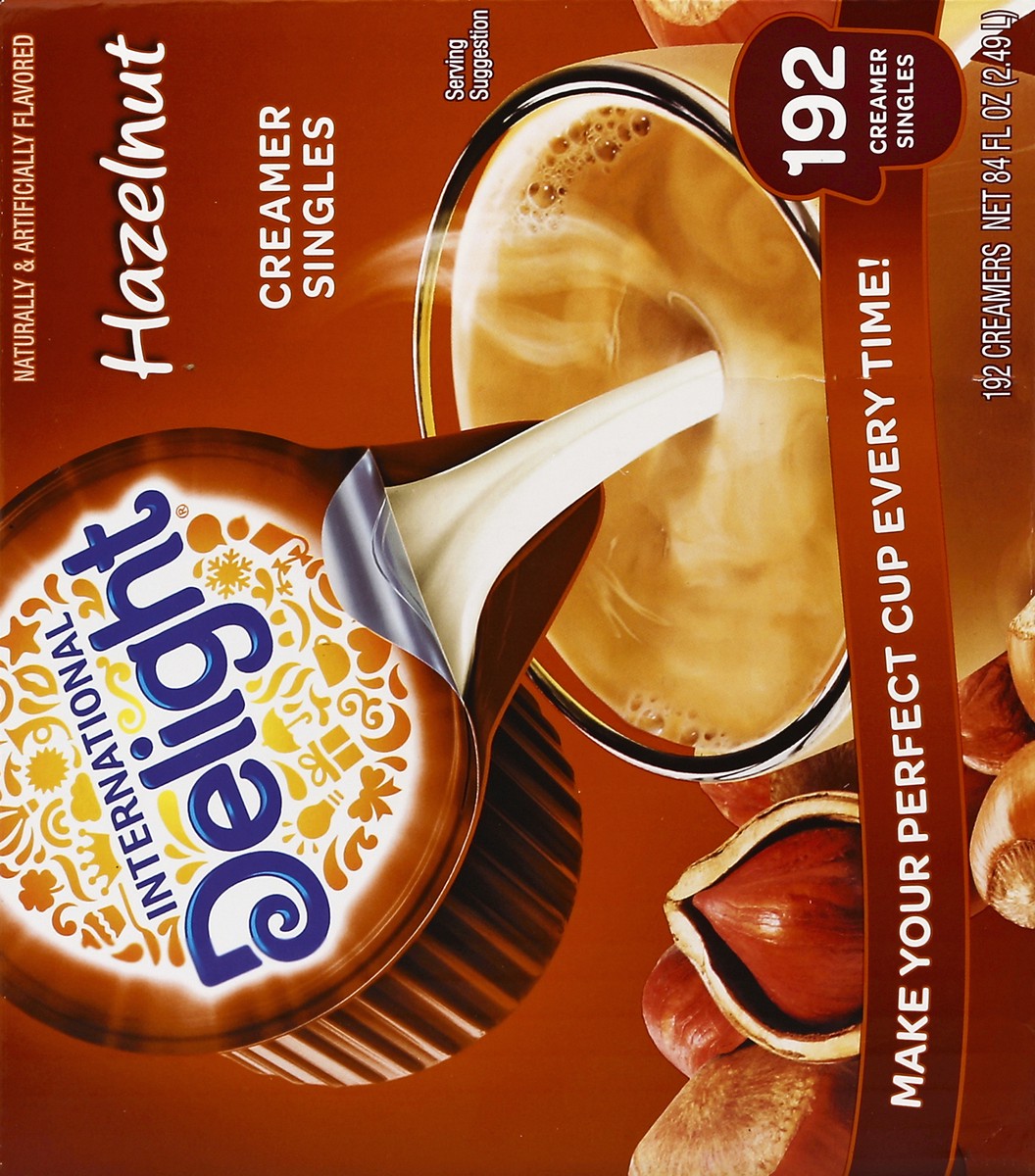 slide 4 of 6, International Delight Coffee Creamer Singles, Hazelnut, 192 Count, 192 pk