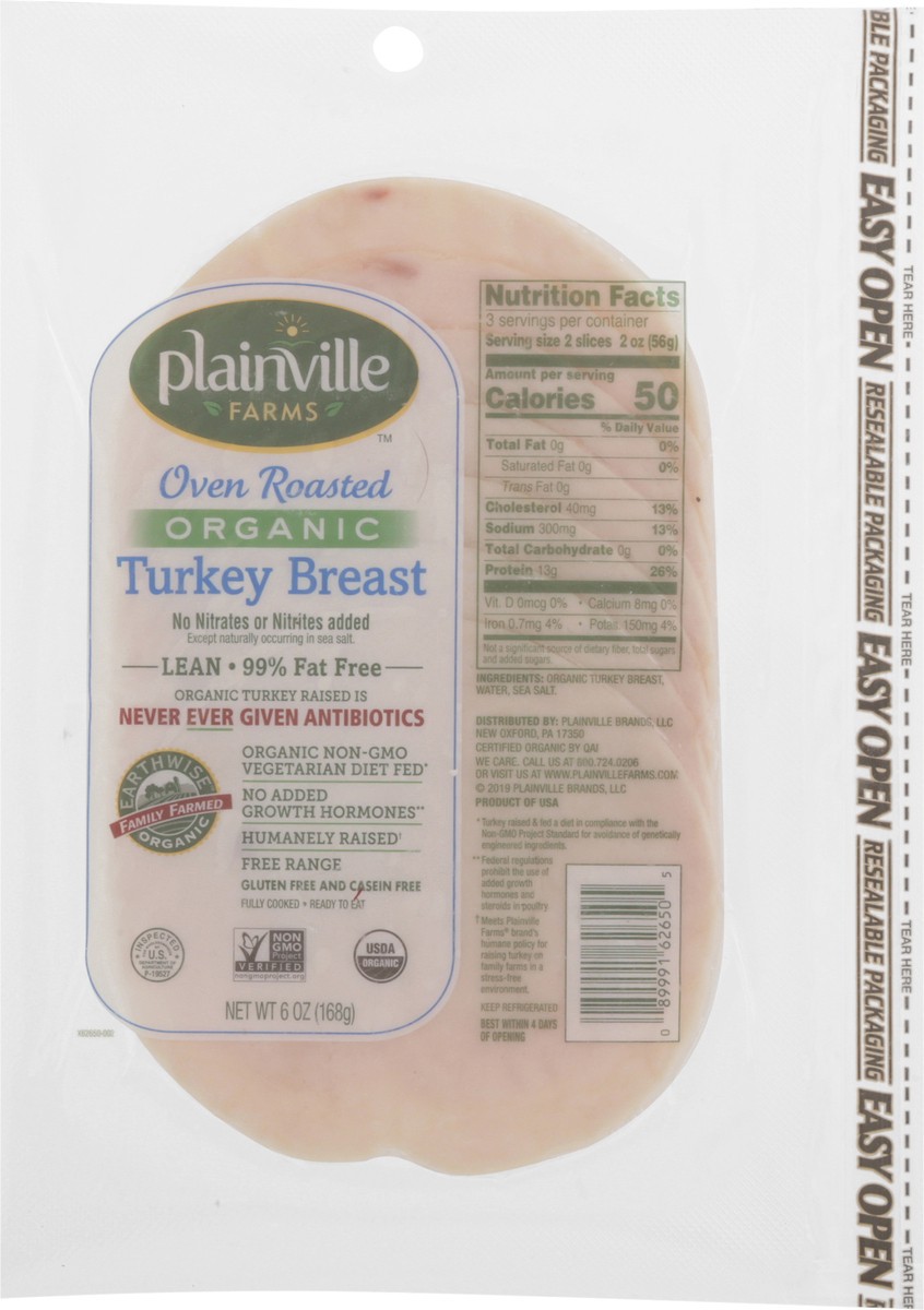slide 4 of 13, Plainville Farms Organic Oven Roasted Turkey Breast 6 oz, 6 oz