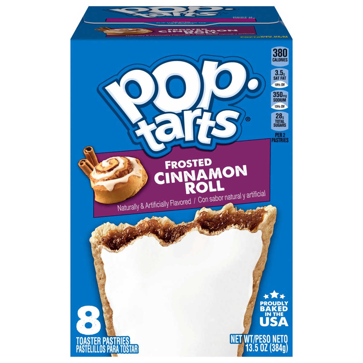 slide 1 of 7, Pop-Tarts Toaster Pastries, Breakfast Foods, Kids Snacks, Frosted Cinnamon Roll, 13.5oz Box, 8 Pop-Tarts, 13.5 oz
