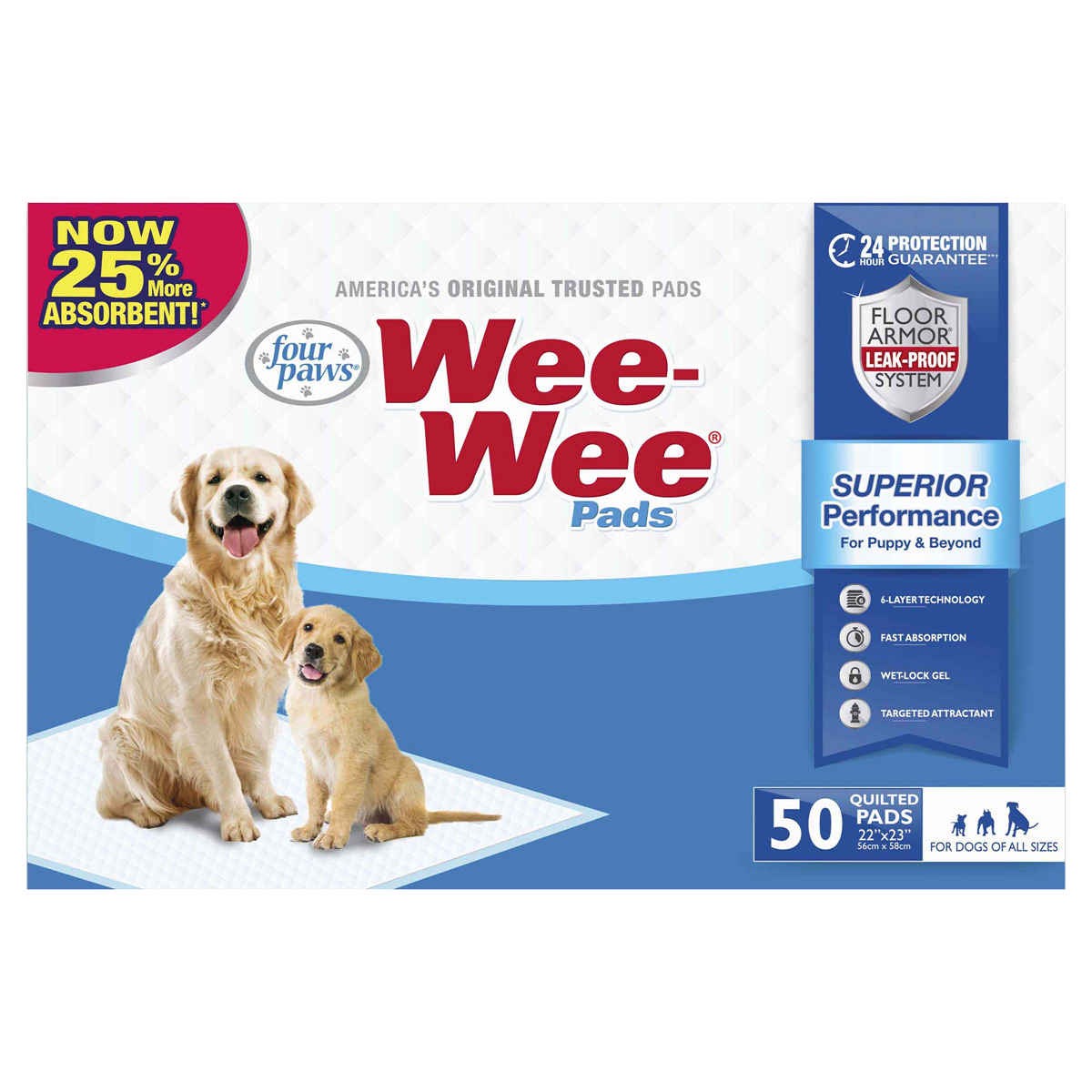 slide 1 of 1, Four Paws Weewee Housebreaking Pads, 50 ct