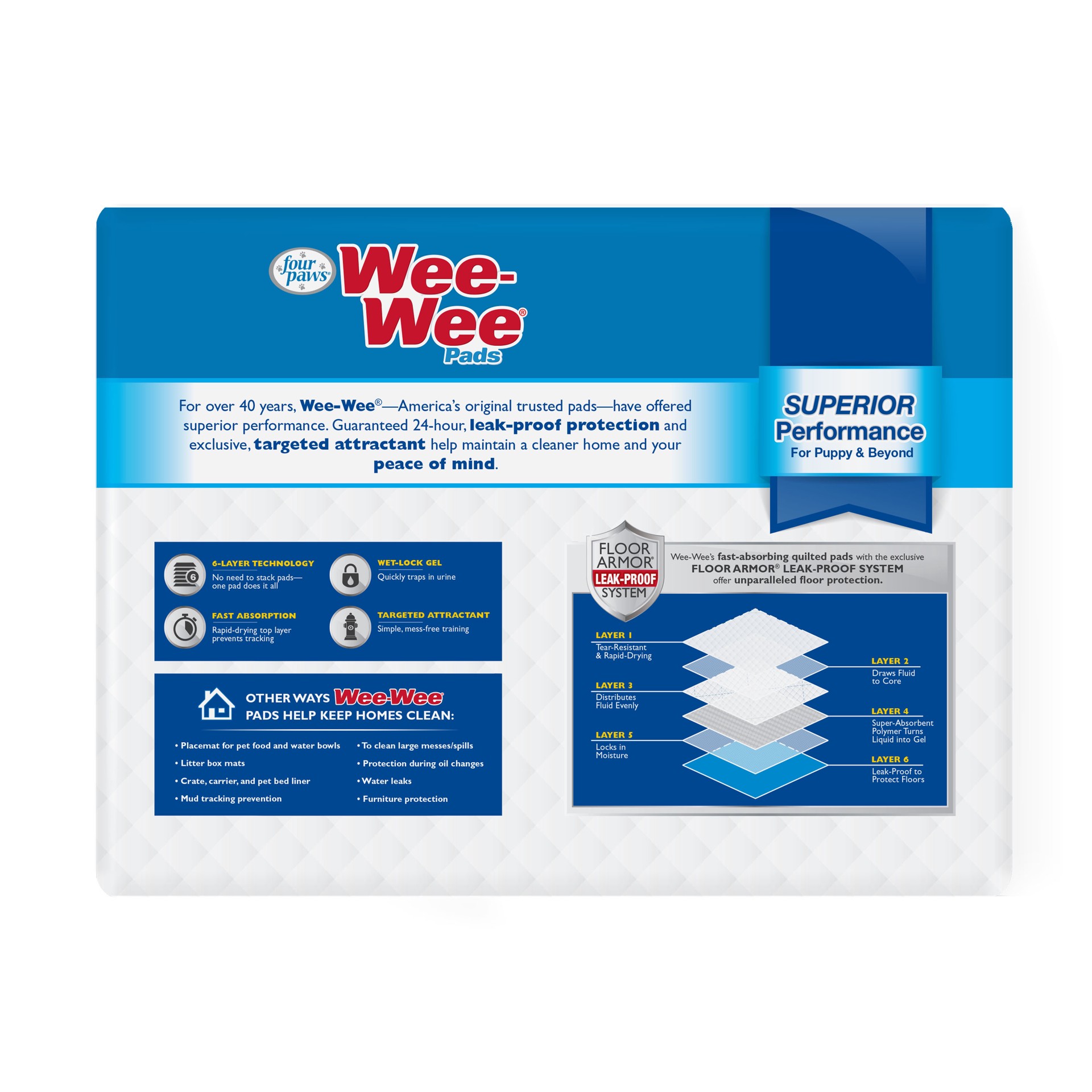 slide 3 of 10, Four Paws Four Paws Wee-Wee Superior Performance Dog Pee Pads 22" x 23" (50 Pack), 50 ct