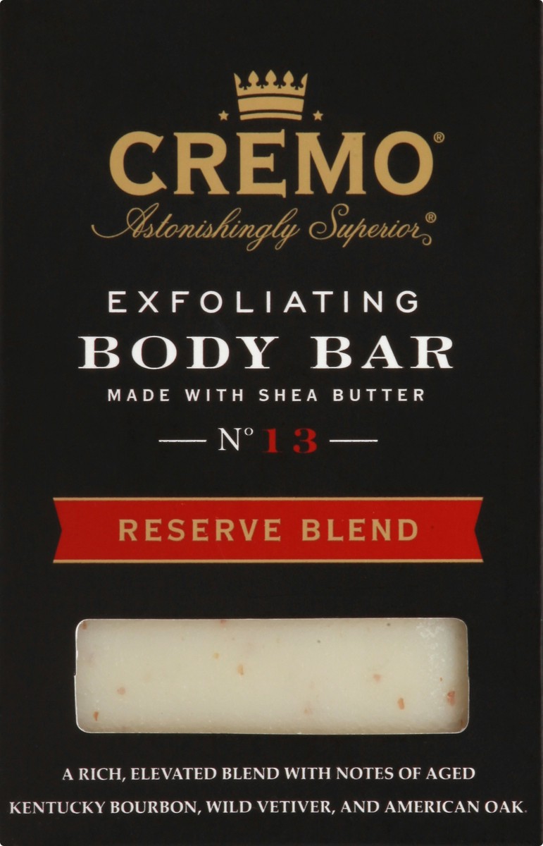 slide 1 of 9, Cremo Exfoliating No. 13 Reserve Blend Body Bar 6 oz, 6 oz