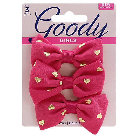 slide 1 of 1, Goody Girls Barrettes Bow Pink Heart, 3 ct