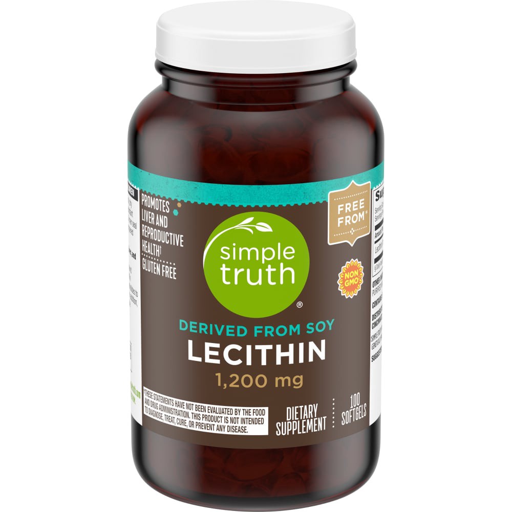 slide 1 of 4, Simple Truth Lecithin Softgels 1200Mg, 100 ct