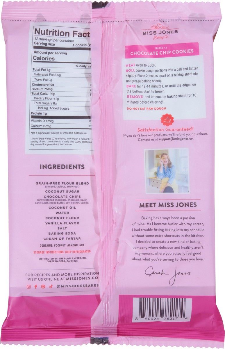 slide 2 of 13, Miss Jones Baking Co. Grain-Free Almond Flour Chocolate Chip Cookie Dough 11.84 oz, 11.84 oz