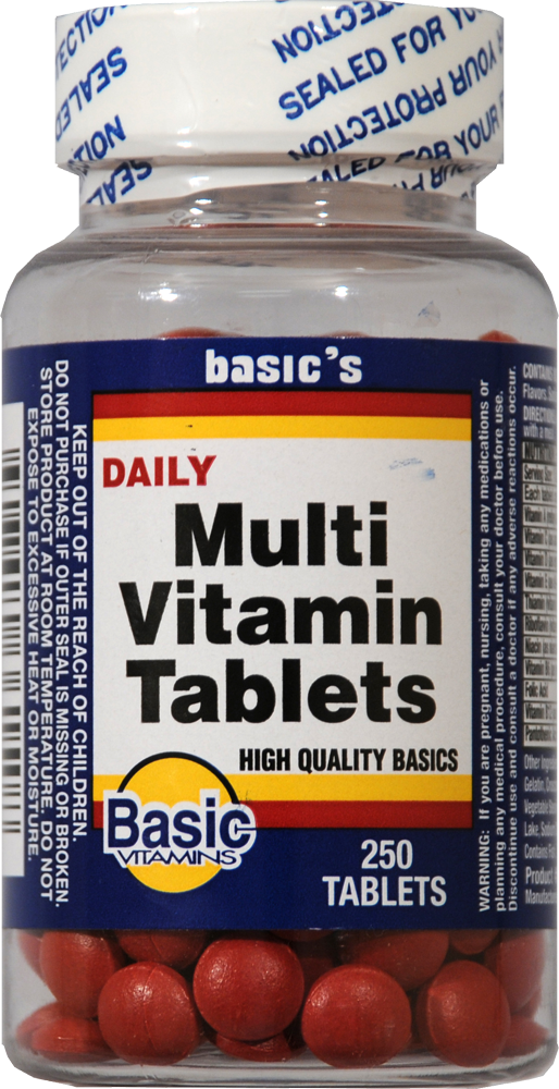 slide 1 of 1, Basic Daily Multi Vitamin Supplement Tablets, 250 ct