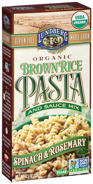 slide 1 of 1, Lundberg Organic Spinach & Rosemary Brown Rice Pasta And Sauce Mix, 4.5 oz