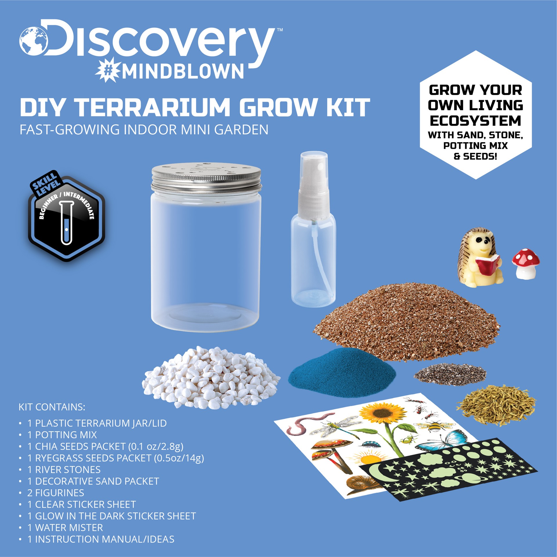 Discovery Mindblown Discovery™ Mindblown DIY Terrarium Grow Kit, FastGrowing Indoor Mini