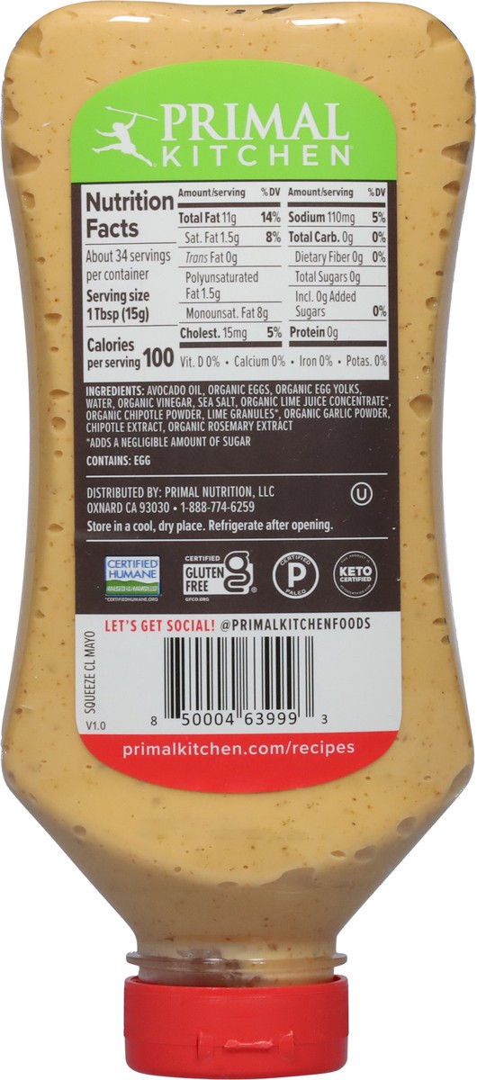 slide 8 of 9, Primal Kitchen Squeeze Chipotle Lime Mayo Made with Avocado Oil 17 fl oz, 17 oz
