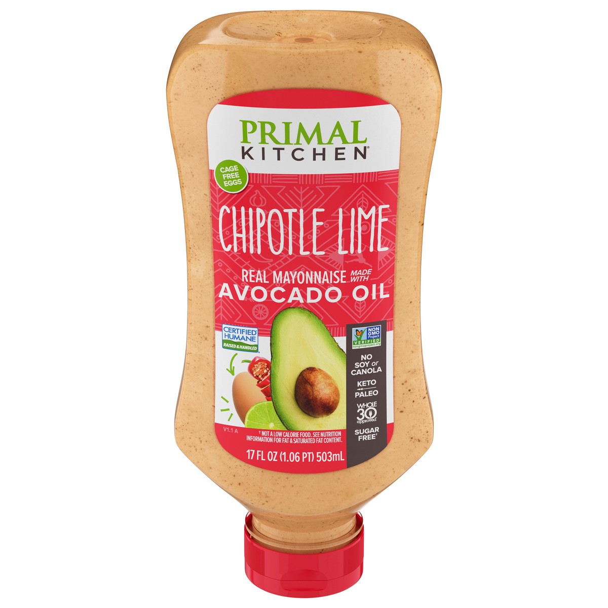 slide 1 of 9, Primal Kitchen Squeeze Chipotle Lime Mayo Made with Avocado Oil 17 fl oz, 17 oz