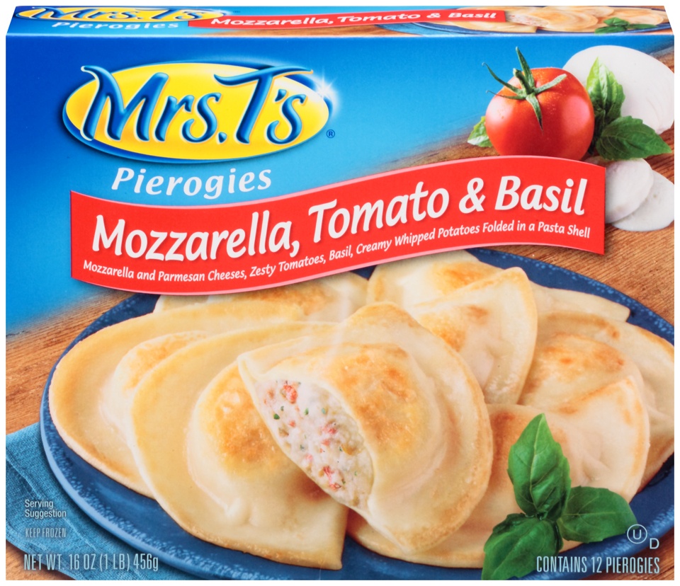 slide 1 of 1, Mrs. T's Mozzarella, Tomato & Basil Pierogies, 16 oz